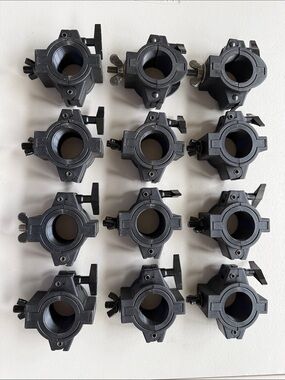 Set of 12 Black Heavy-Duty 1.5 Inch O-Ring Clamps. Mounting Lighting to a Pole